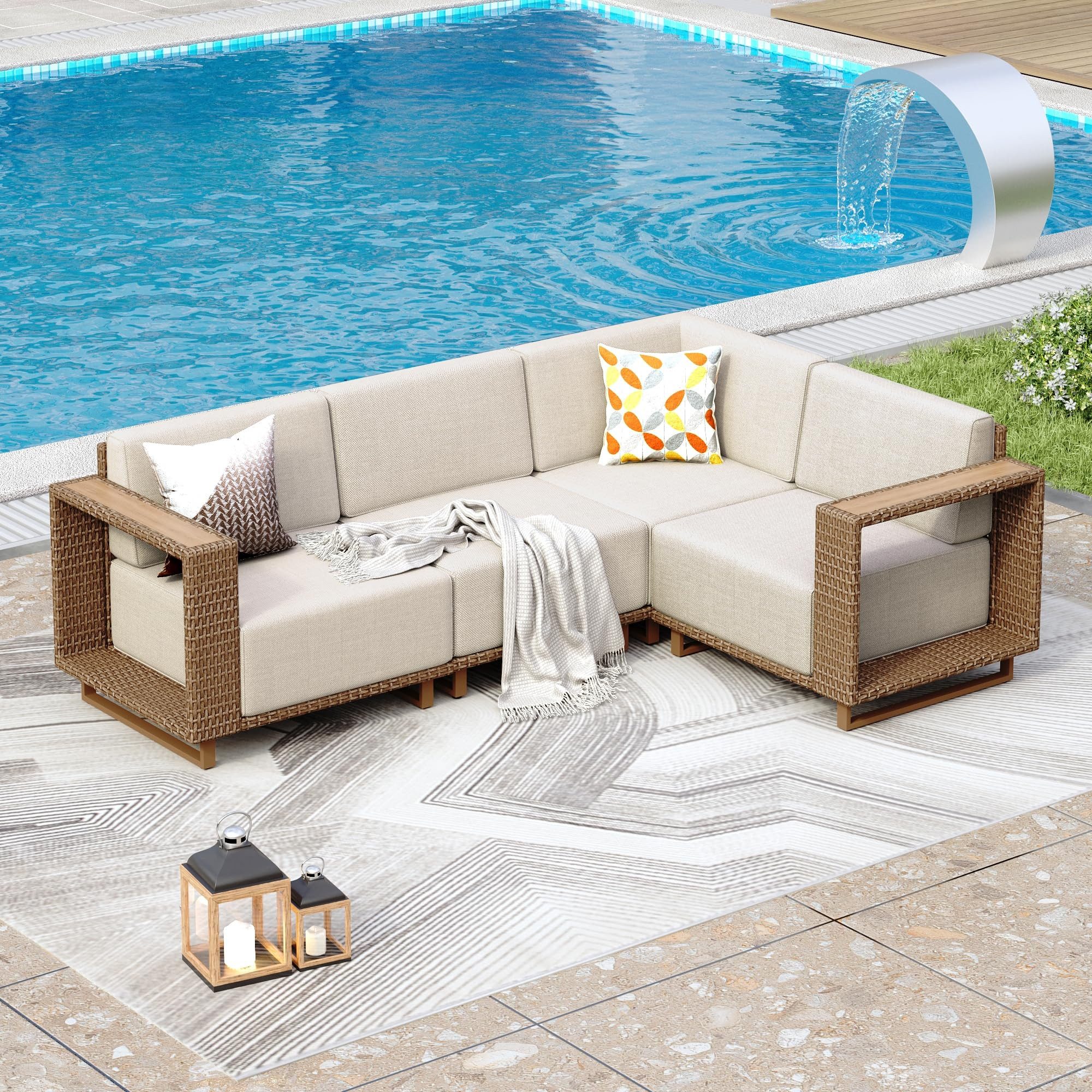 PHI VILLA Gartenlounge-Set, (Rattan Gartenmöbel Set günstig online kaufen