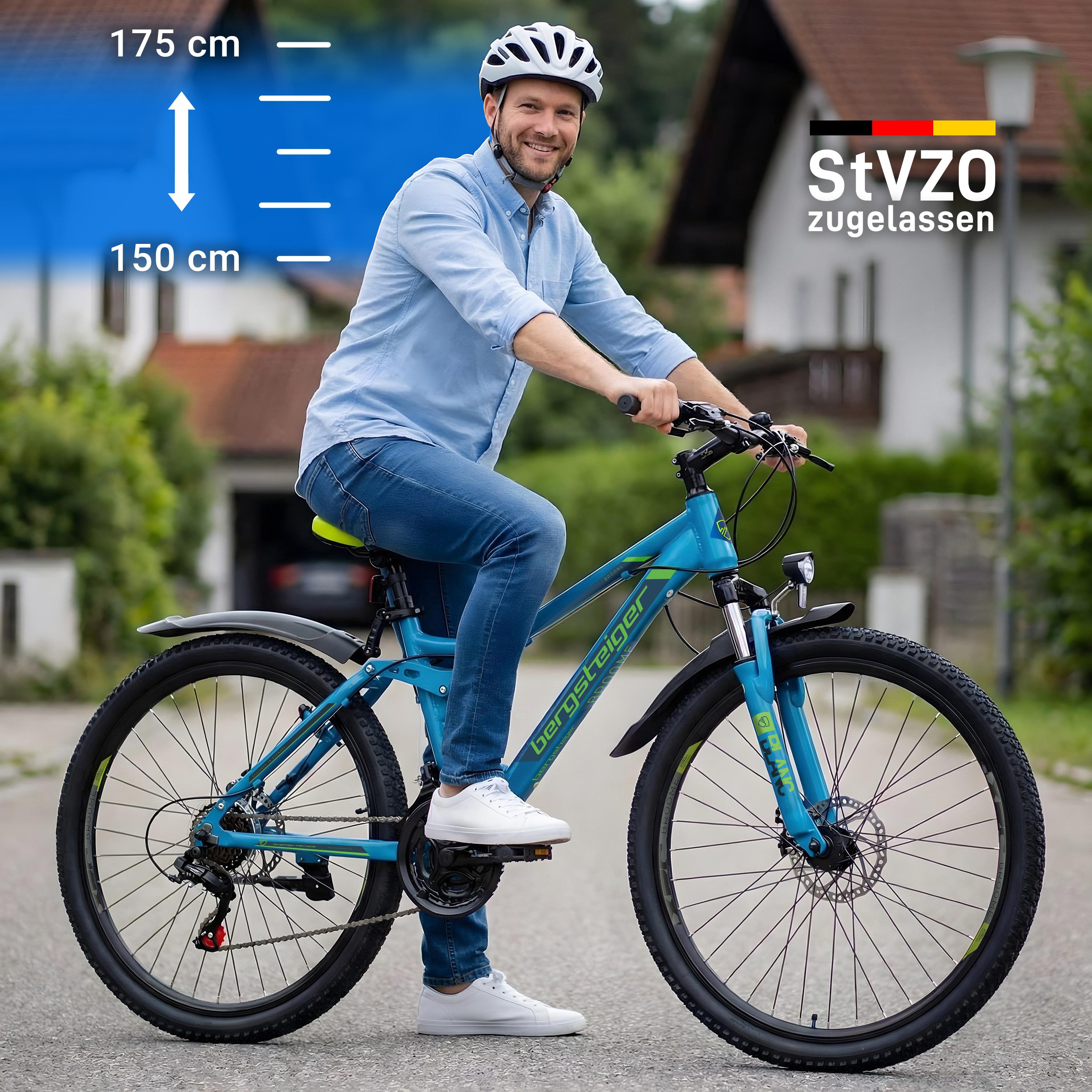 bergsteiger Kinderfahrrad Broome 24, 26 Zoll, Damen, Herren, Mountainbike, 21 Gang Shimano Shimano Tourney Schaltung Schaltwerk, Kettenschaltung, Scheibenbremsen