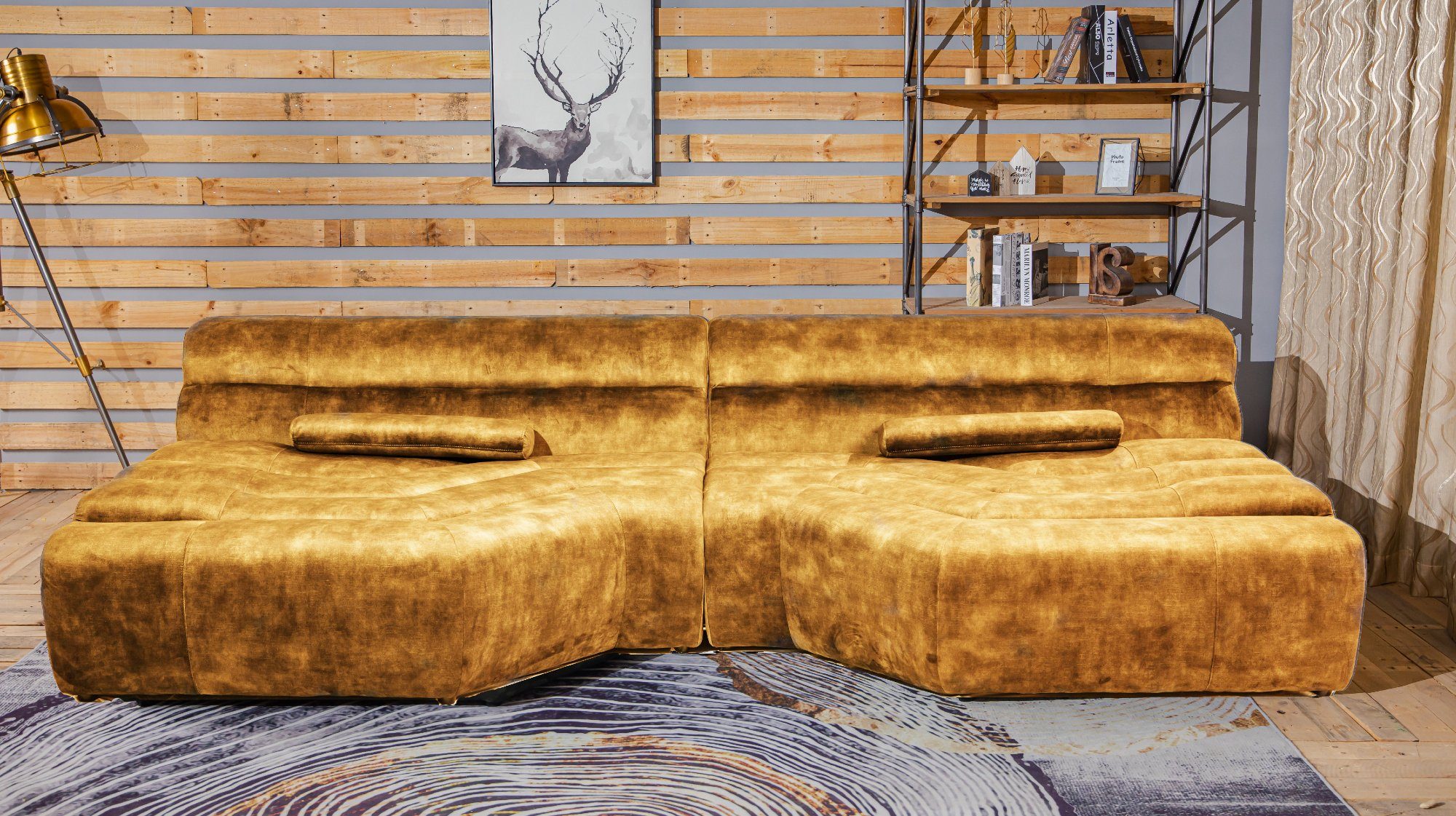 KAWOLA Big-Sofa TARA, Sofa Velvet Vintage versch. Farben gold