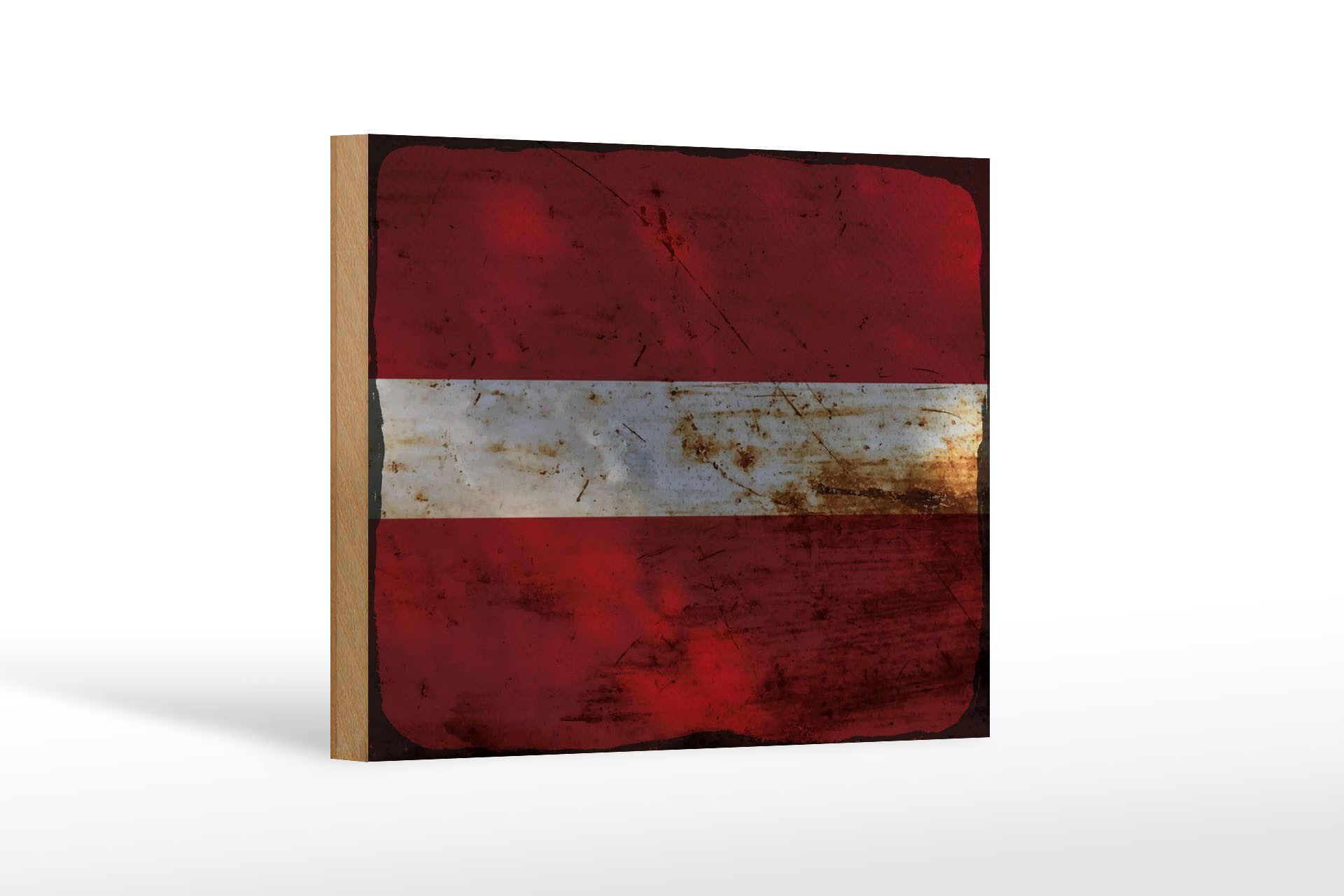 Femer GmbH Holzbild Flagge Lettland 18x12 cm Flag of Latvia Rost, Flaggen (1 St), Glatte Holzfaserplatte (MDF), vorn beschichtet