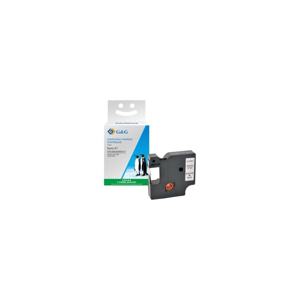 G & G Verlagsgesellschaft Druckerband G&G Schriftband 12mm x 7m sw-ws Komp. m. Dymo D1/ 45013/ S072053