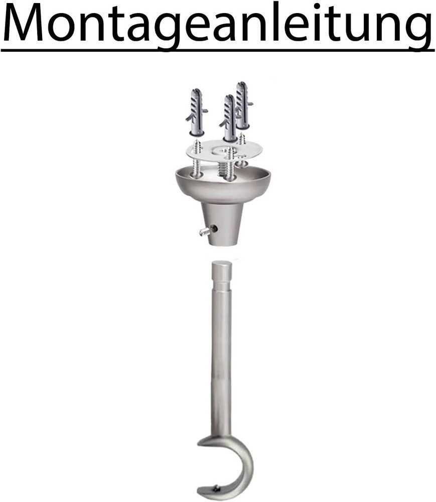 MDEKOR Gardinenstangenhalter für Gardinenstange 19 mm, Decketräger 1-läufig Schwarz Matt R Deckenhalter – Bild 4 von 5