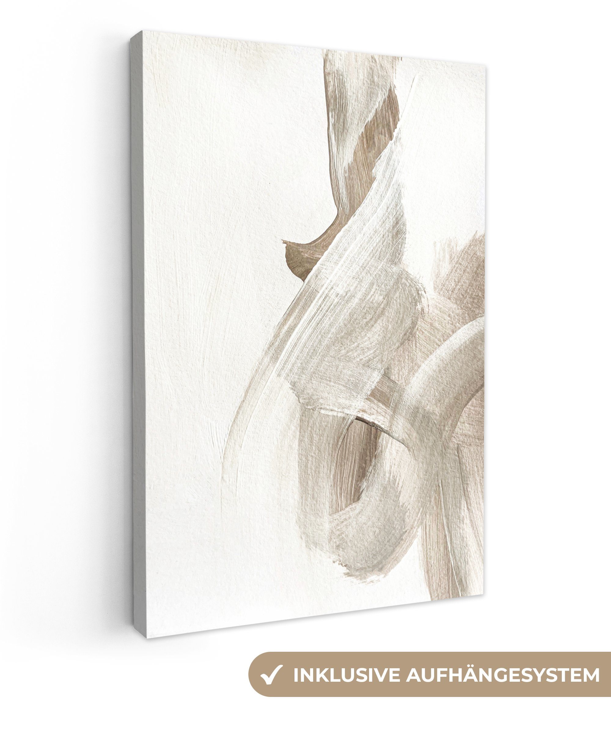 OneMillionCanvasses® Leinwandbild Abstrakt - Moderne Kunst - Beige, (1 St), Wandbild für alle Wohnbereiche, Gemälde, XXL, großes, 80x120 cm