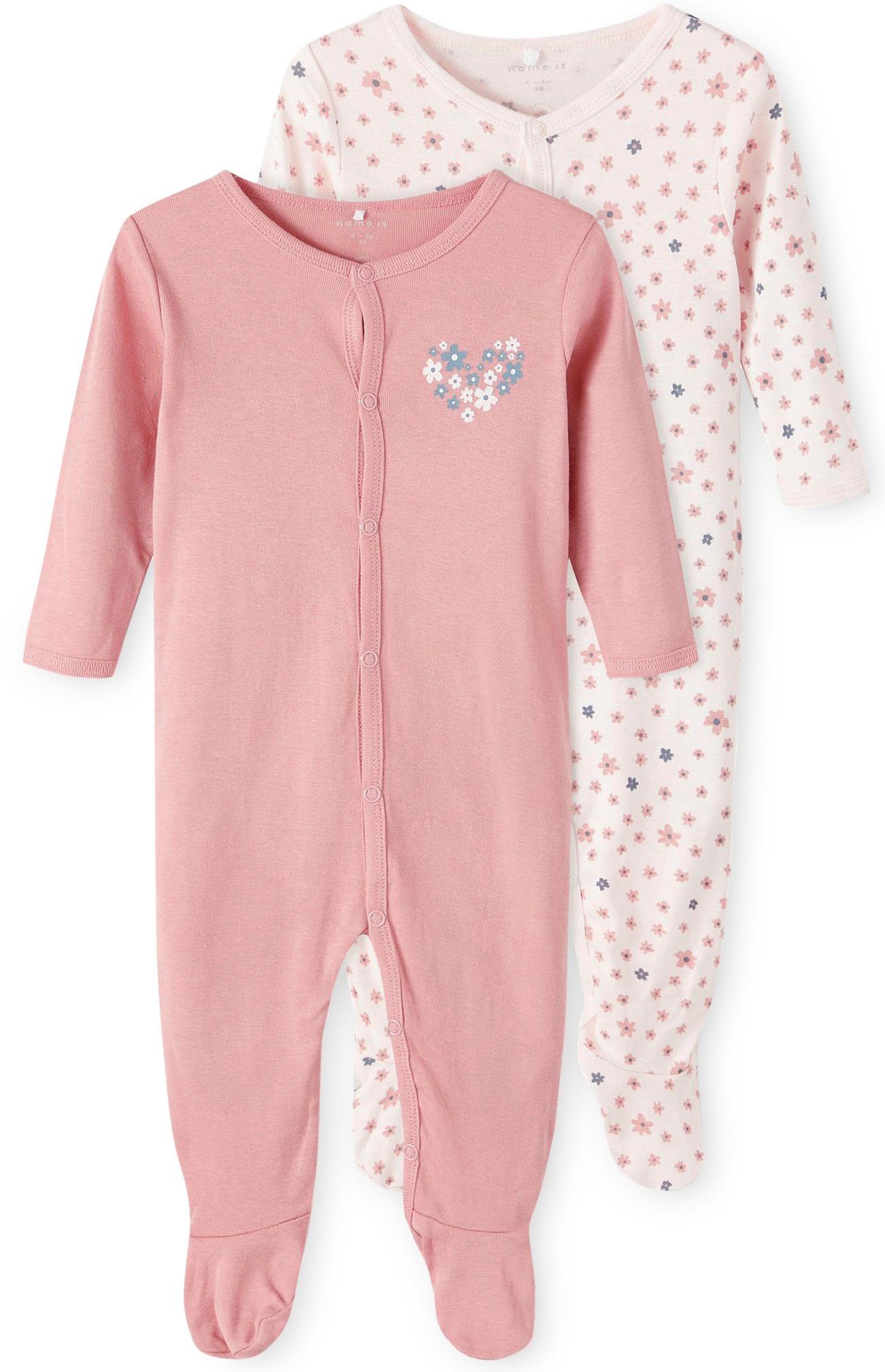 Name It 2P W/F Schlafoverall FLOWER ROSETTE NBFNIGHTSUIT