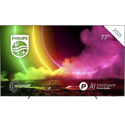 Philips 77OLED806/12 OLED-Fernseher (194 cm/77 Zoll, 4K Ultra HD, Smart-TV, 4-seitiges Ambilight)