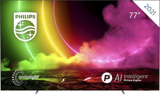 Philips 77OLED806/12 OLED-Fernseher (194 cm/77 Zoll, 4K Ultra HD, Smart-TV, 4-seitiges Ambilight)