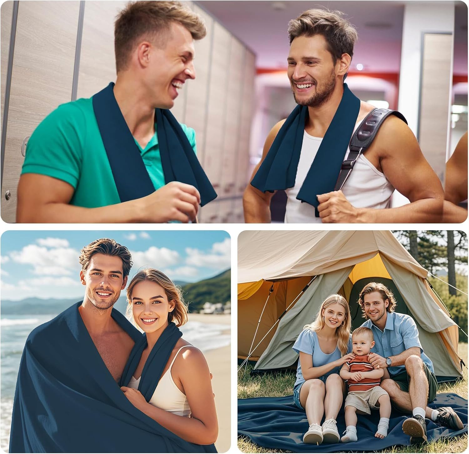 Forrlite Sporthandtuch Mikrofaser Handtuch 3er Set, schnelltrocknend, für Sport & Reise, (40 × 40 cm, 40 × 80 cm & 76 × 152 cm, Microfaser Sporthandtuch, Badetu – Bild 3 von 5