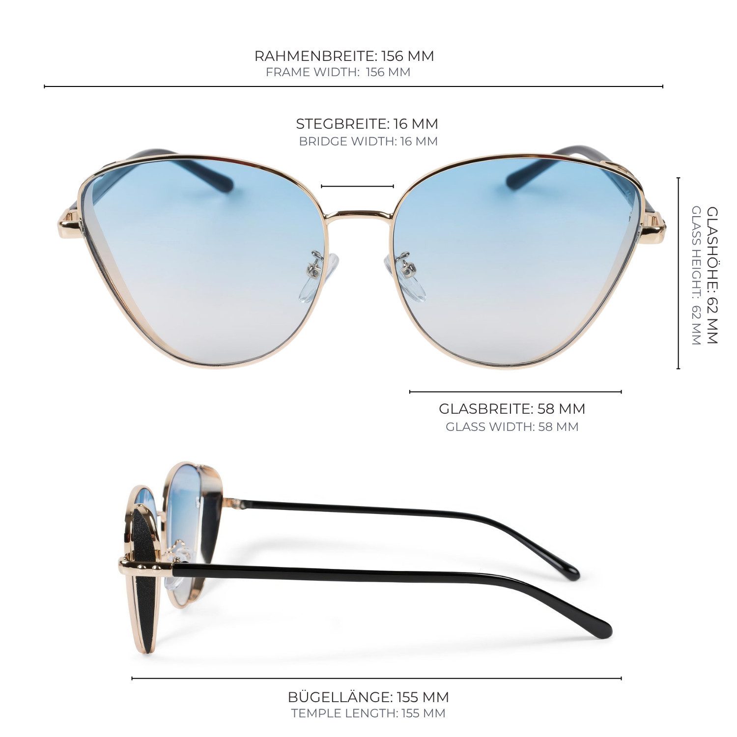 styleBREAKER Sonnenbrille Cateye Sonnenbrille mit Glitzer Side Shield (1-St) – Bild 5 von 5