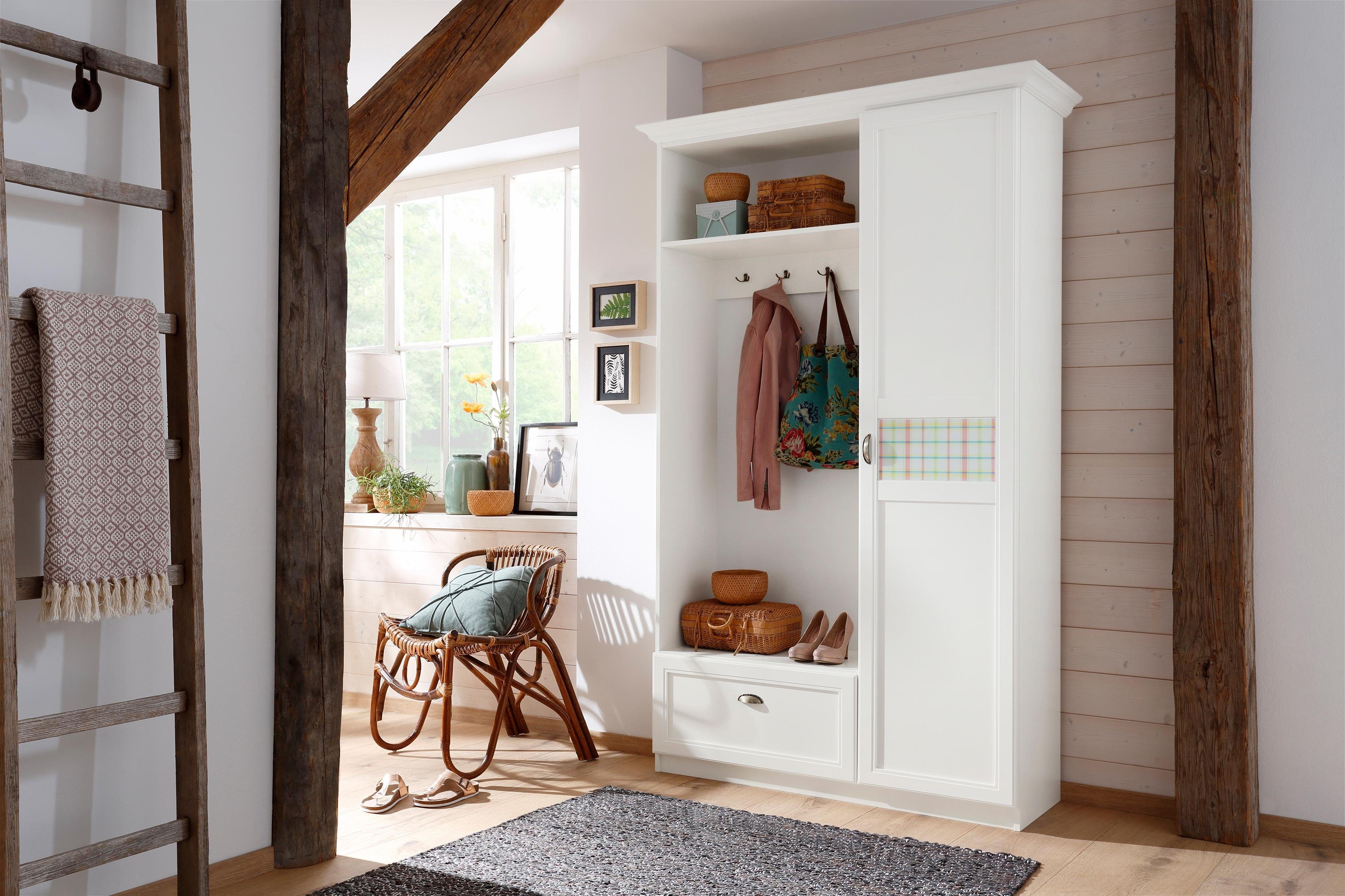 Home affaire Kompaktgarderobe »Sonya« mit dekorativem Glaseinsatz mit Karomuster - Home affaire