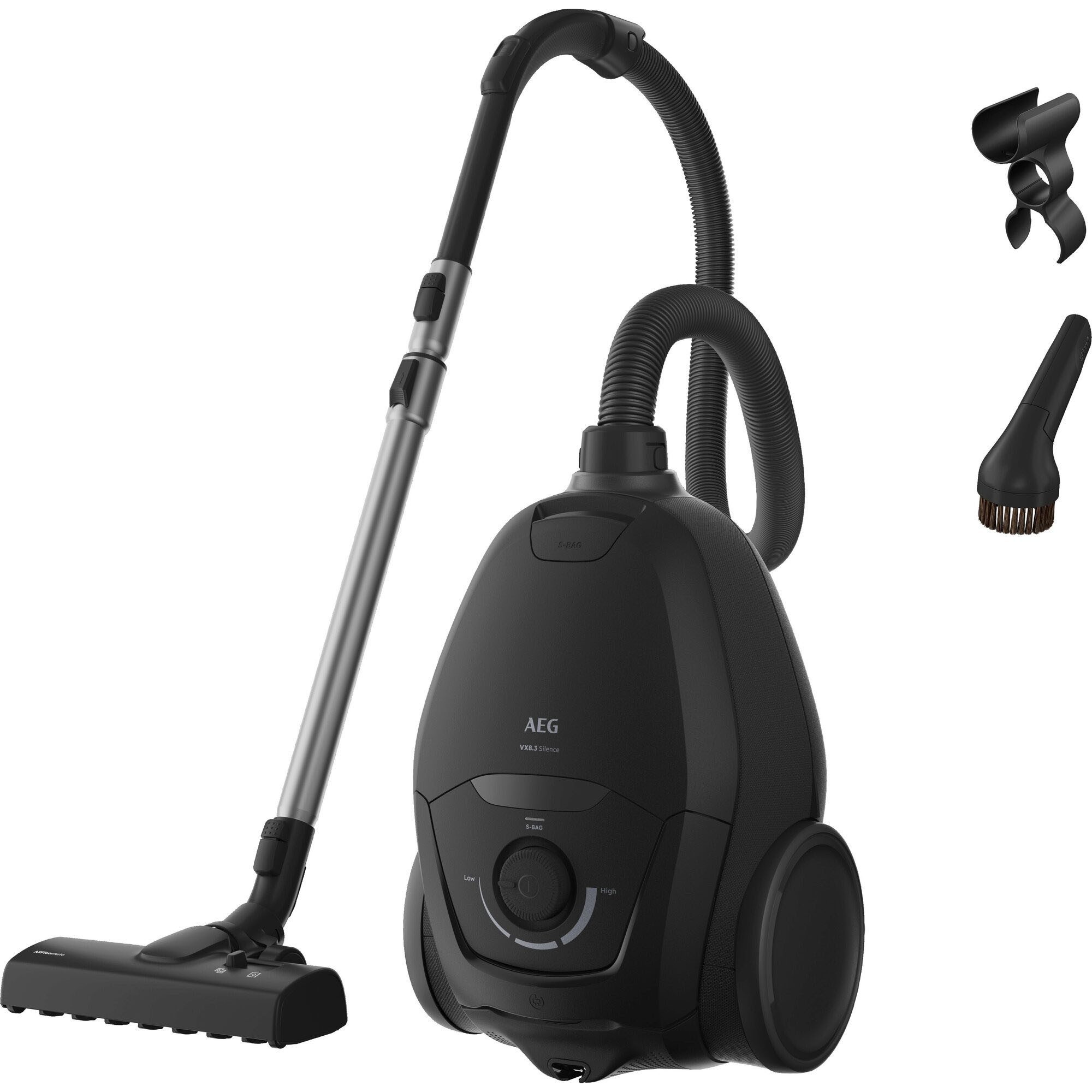 AEG Bodenstaubsauger VX83-2EBR, 750 W, mit Beutel, Leise 64 dB & kraftvolle Reinigung mit HEPA auf Hart‑ & Teppichböden