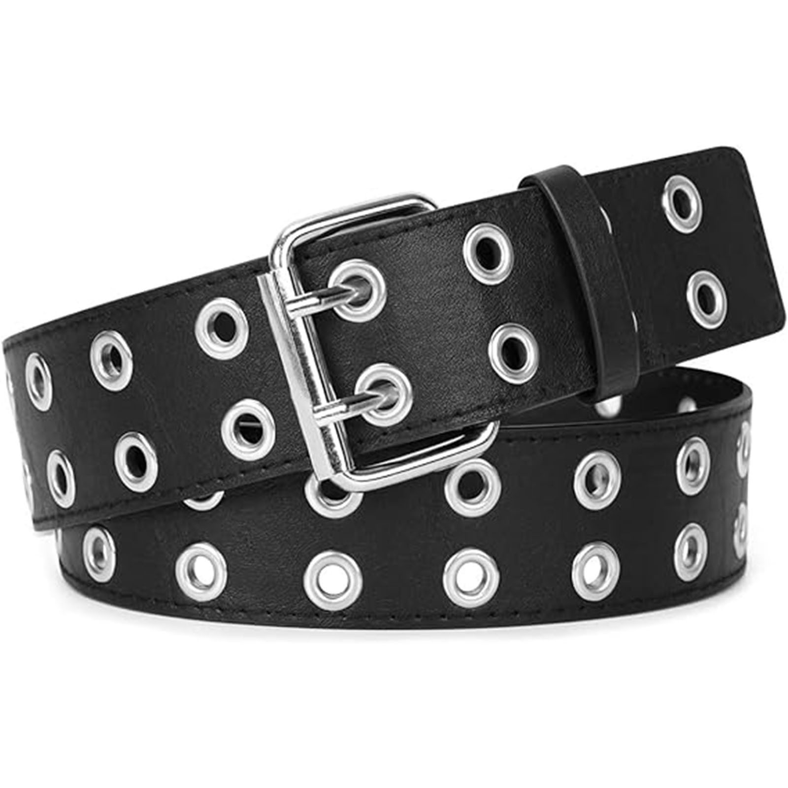 HAUSS SPOLE Nietengürtel Ledergürtel Damengürtel Herren Gürtel Hochwertige Verarbeitung (Doppellochgürtel, 1-St., Ledergürtel Kunstleder Gürtel mit Punk Style Cosplay Hip Hop Rock) für Jeans Hosen Gothic Rockwear