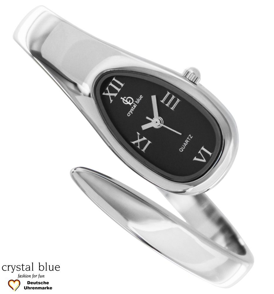 crystal blue Quarzuhr Damen Spangenuhr silber analog, Gratis Versand