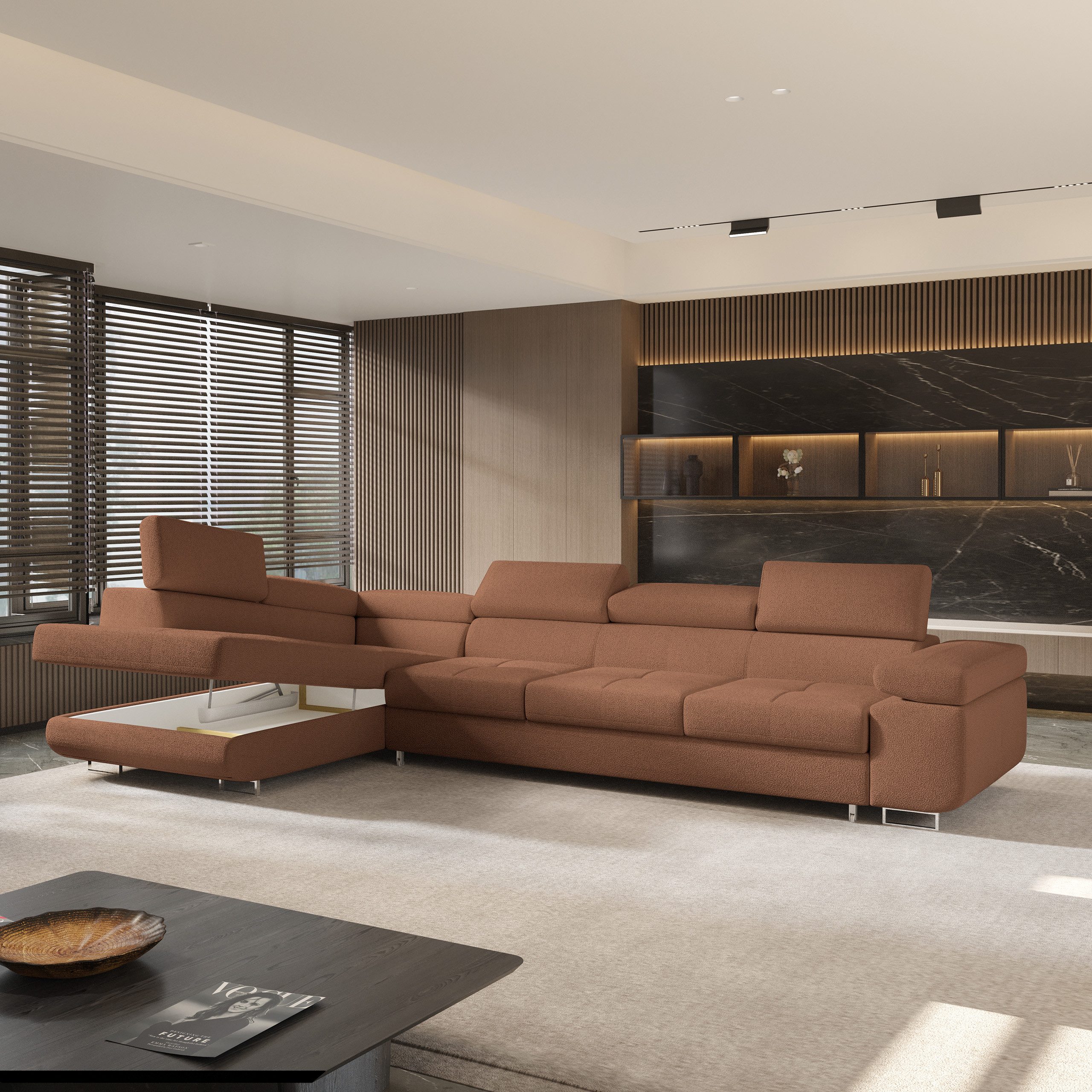 Masseno Ecksofa VICENTE mit Schlaffunktion L-Form, Sofa mit Bettkasten
