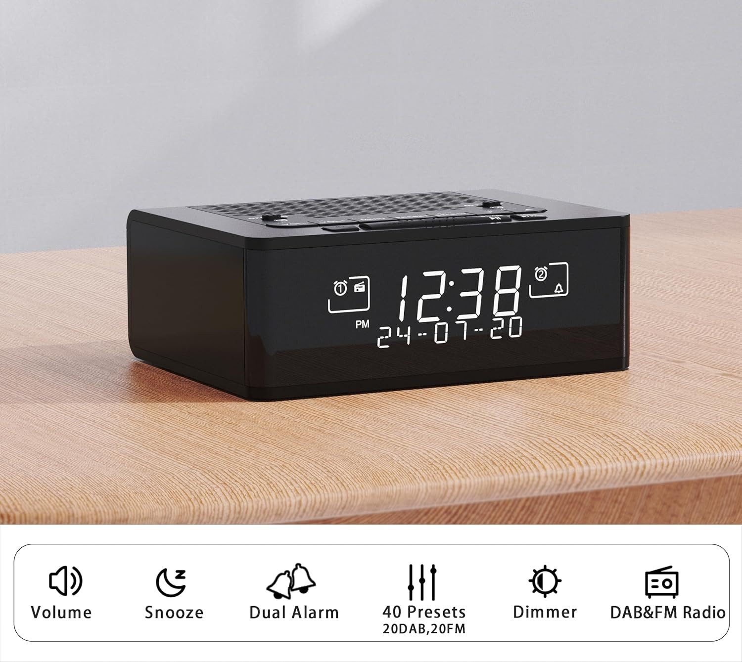 iTOMA Radiowecker DAB+ FM Radiowecker mit Bluetooth, 40 Sendern, Dual-Alarm günstig online kaufen