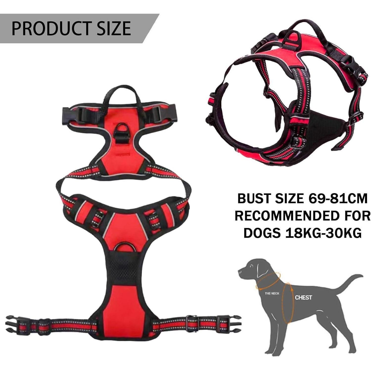 DKDDSSS Hunde-Geschirr Hundegeschirr Atmungsaktiv Anti-Zug Grosse Hunde Polsterung