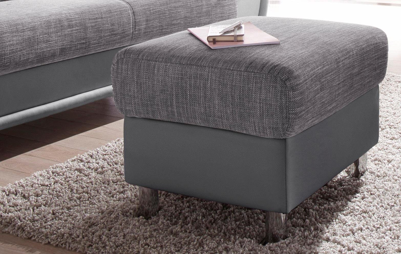 TRENDMANUFAKTUR Hocker, Aus FSC® zertifiziertem INOSIGN Schemel, grau, Luxus-Microfaser ALCAZAR