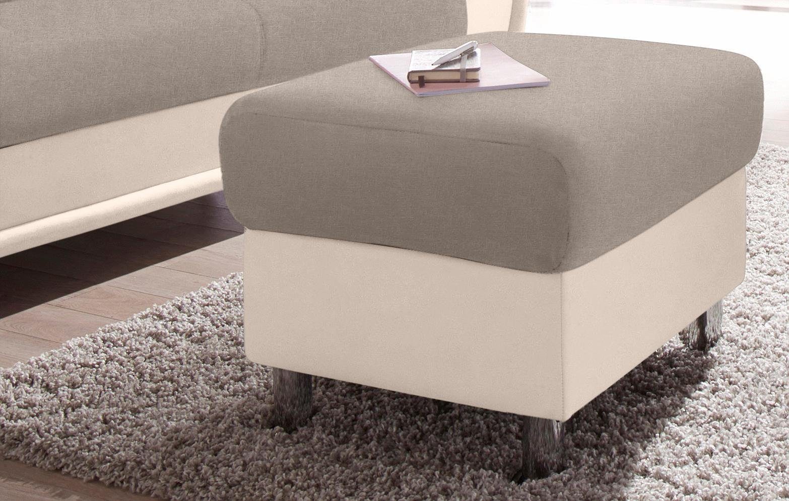 TRENDMANUFAKTUR Hocker, Aus FSC® zertifiziertem INOSIGN Schemel, grau, Luxus-Microfaser ALCAZAR