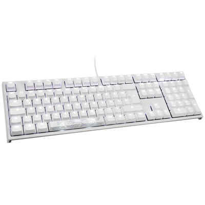 Ducky ONE 2 White Edition PBT Gaming Tastatur, MX-Black, weiße LED - weiß Gaming-Tastatur (mechanisch, USB Typ-A und Typ-C, QWERTZ, weiß/schwarz, abnehmbares Kabel)