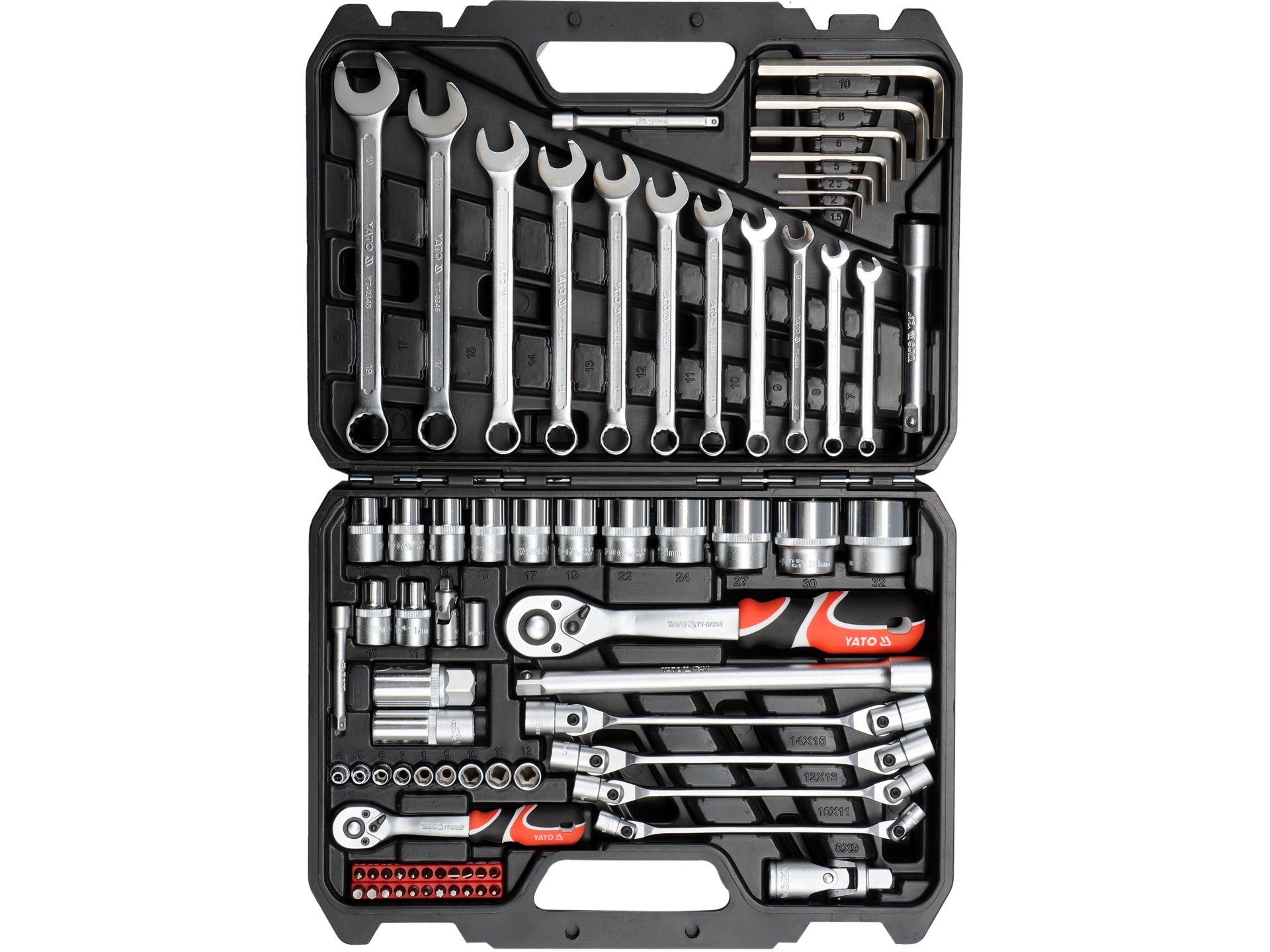 Yato Werkzeugset Werkzeugsatz 1/4" & 1/2", 77-teilig, (Werkstatt, Garage, Hobby, Keller)