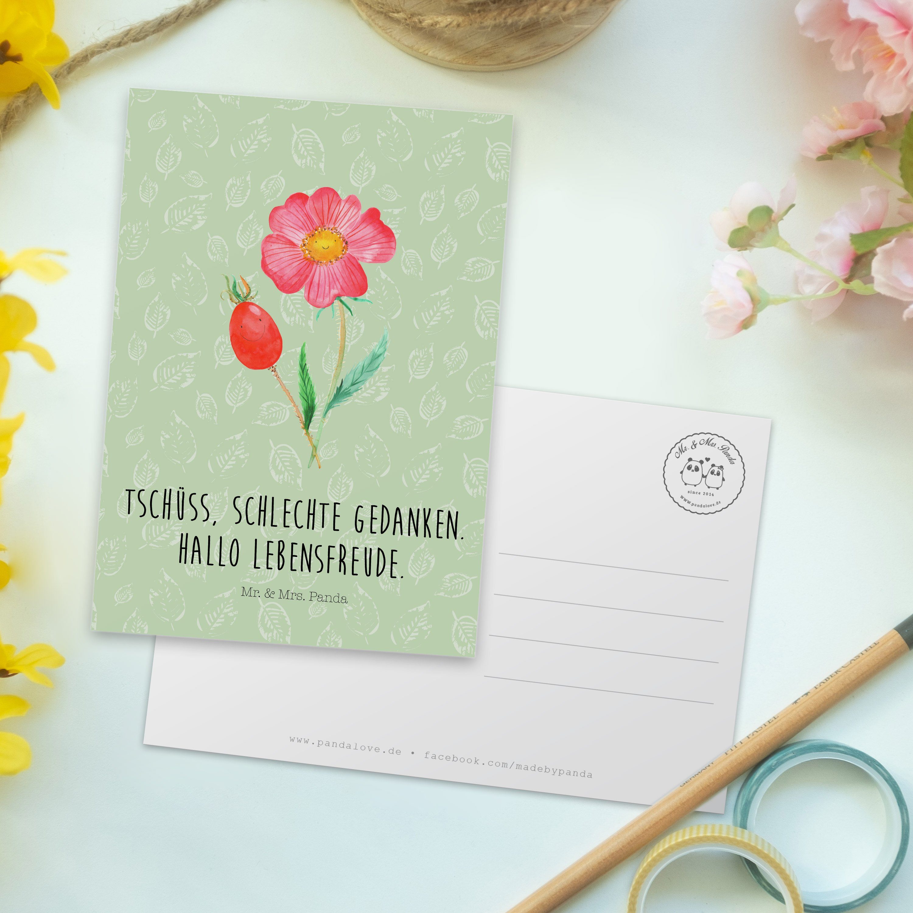 Blume, Panda - Mr. Hagebutte - Deko, Geschenk, Postkarte & Garten, Lebe Blattgrün Frühlings Mrs.