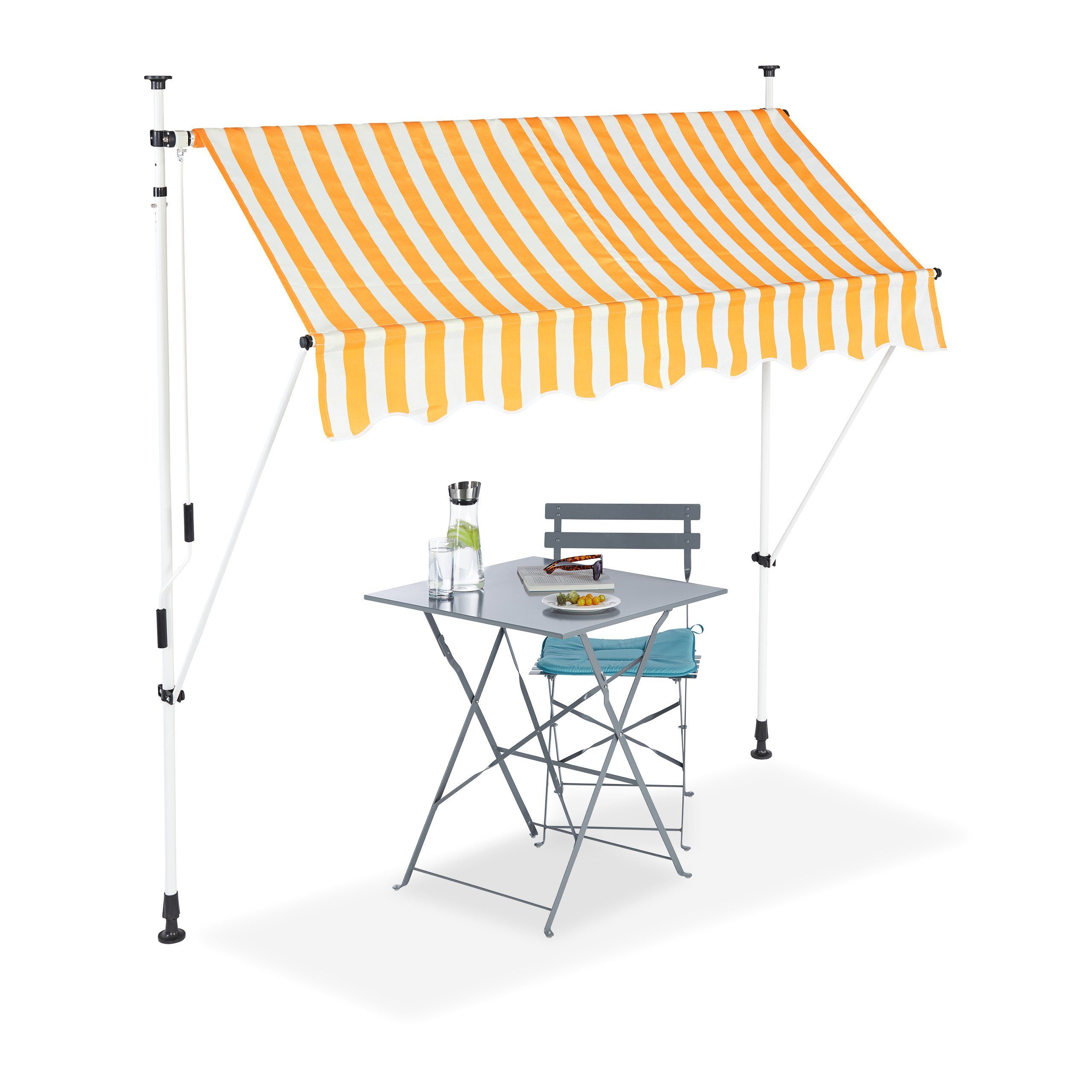 relaxdays Klemmmarkise gelb weiß 200 x günstig online kaufen