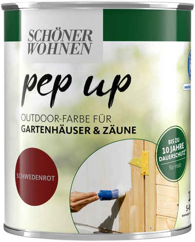 SCHÖNER WOHNEN-Kollektion Wetterschutzfarbe »pep up Outdoor«, 1 Liter, schwedenrot, Farbe für Gartenhäuser und Zäune