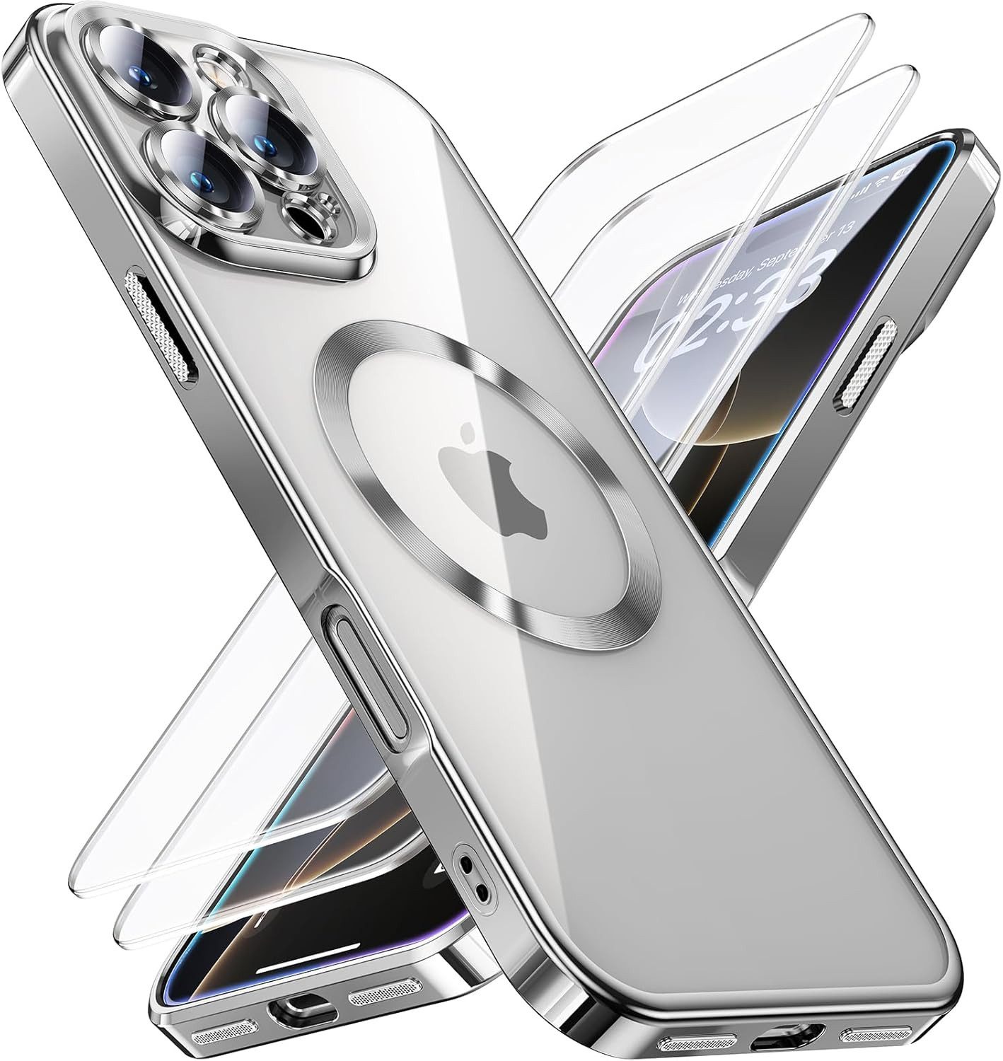 MSM Handyhülle Hülle + 2X Schutzglas für iPhone 16 Pro Max MagSafe Panzerfolie Titan