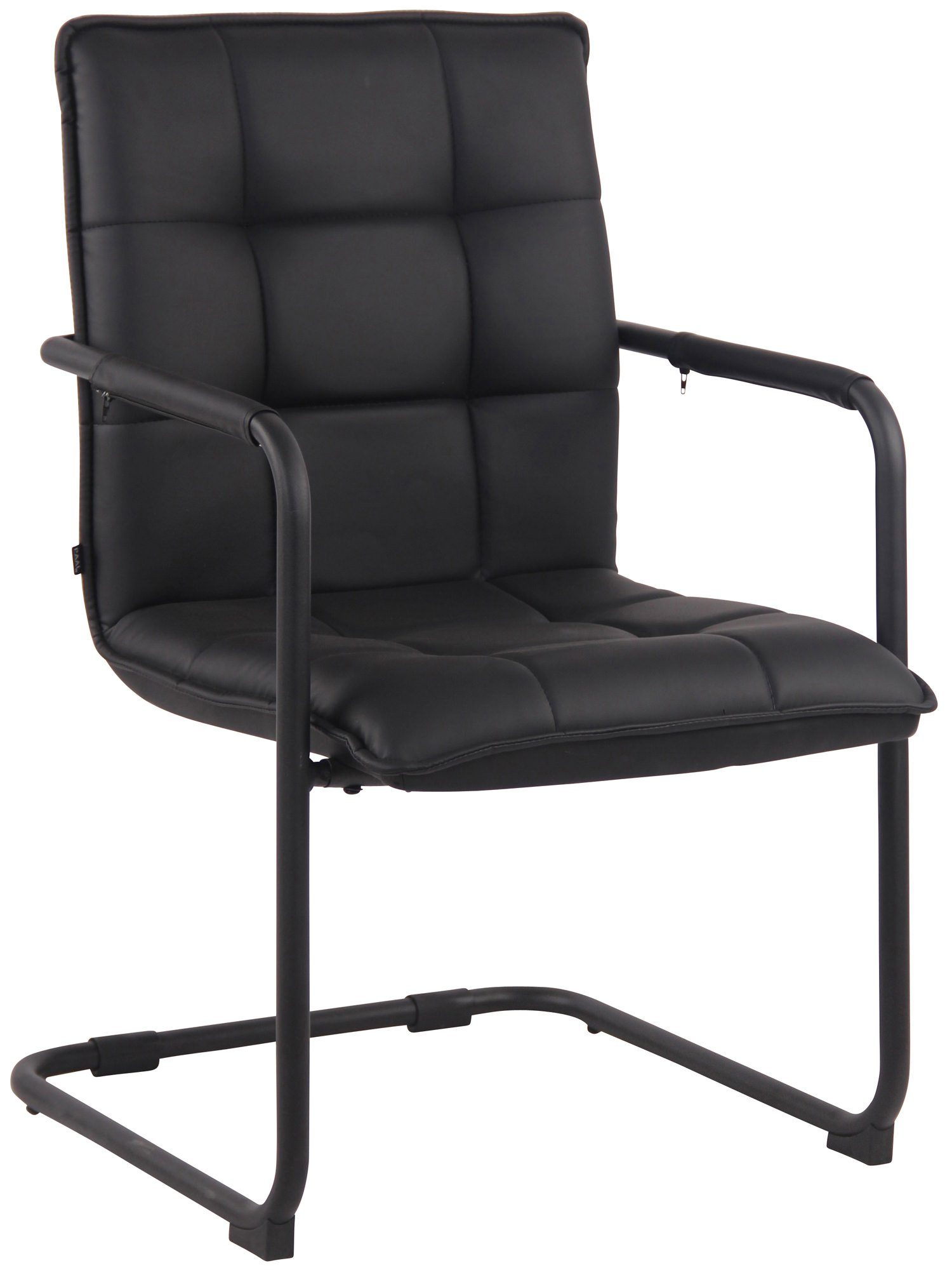 TPFLiving Besucherstuhl Gant mit hochwertig gepolsterter Sitzfläche - Konferenzstuhl (Küchenstuhl - Esszimmerstuhl - Wohnzimmerstuhl), Gestell: Metall schwarz - Sitzfläche: Kunstleder schwarz