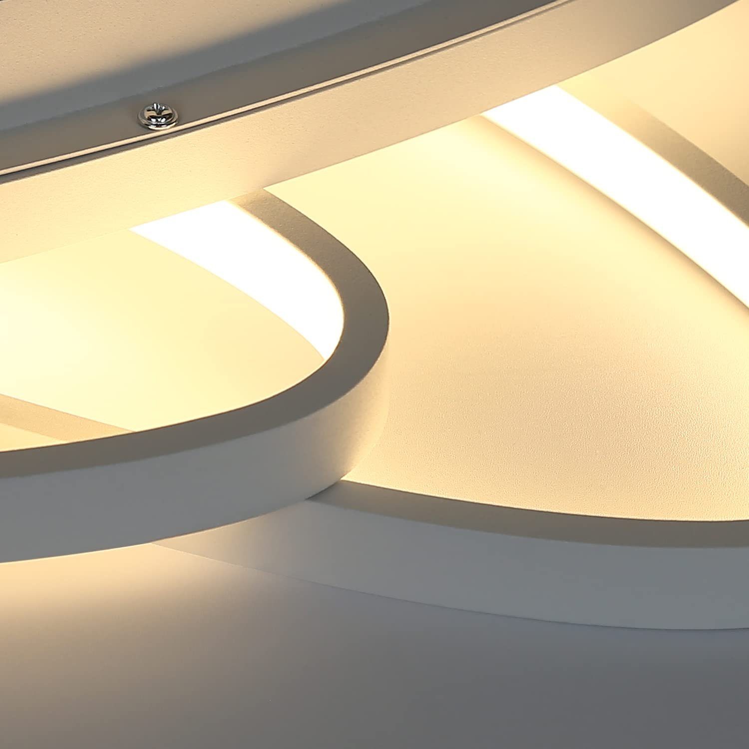 Nettlife LED Deckenleuchte Schlafzimmer Küche Dimmbar fest mit 76W Kaltweiß, Deckenbeleuchtung, für Neutralweiß, Modern Ring Schlafzimmer Fernbedienung, LED 2 Warmweiß, Weiß Wohnzimmer Dimmbar integriert