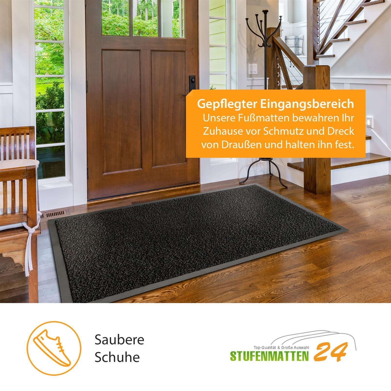 Metzker® Fußmatte Sauberlaufmatte grau-schwarz meliert 60 x 90 cm, rechteck günstig online kaufen