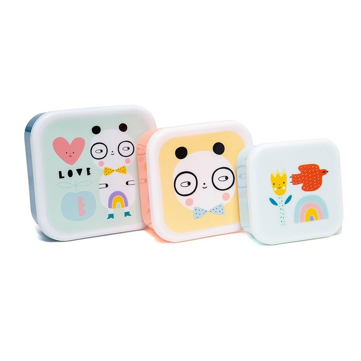 Petit Monkey Lunchbox Brotdosen Set 3 Stück in unterschiedlichen Größen mit Motiven | Lunchboxen