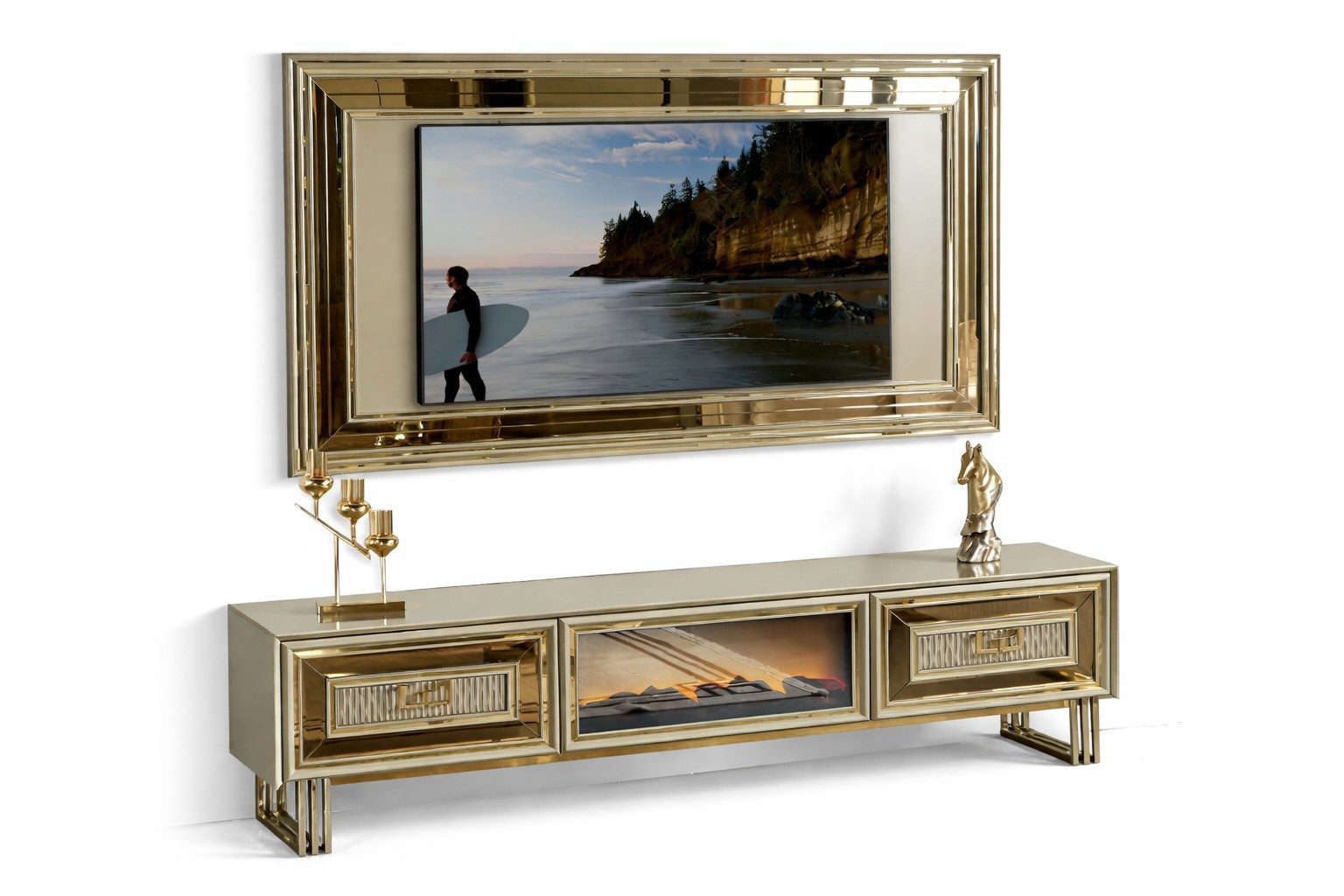 Xlmoebel Lowboard Stilvolles TV Lowboard aus Holz im modernen Look für Ihr, Made in Europa