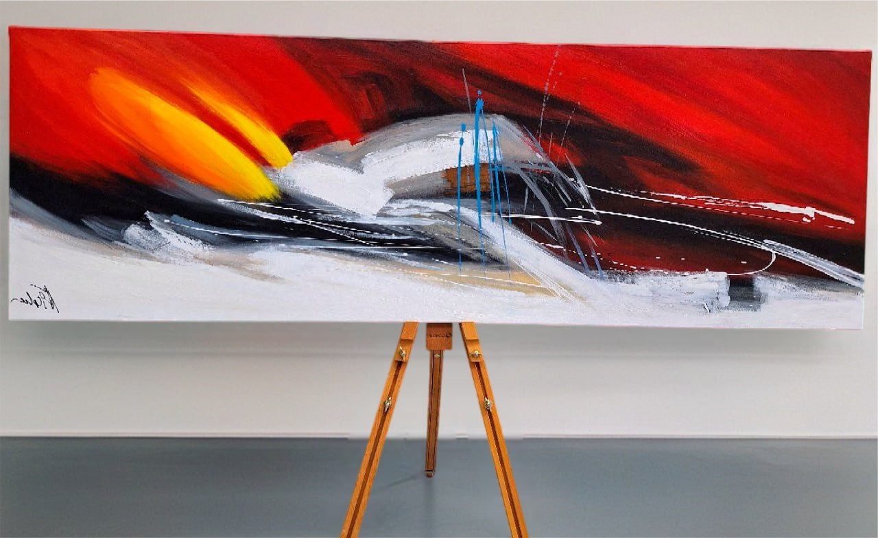 Xlmoebel Картина Moderne Ölgemälde mit minimalistischen Linien Sofort, Hergestellt in Europa