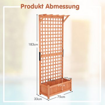 COSTWAY Hochbeet (1 St), Blumenkasten mit Spalier & Dach, 75x33x181 cm