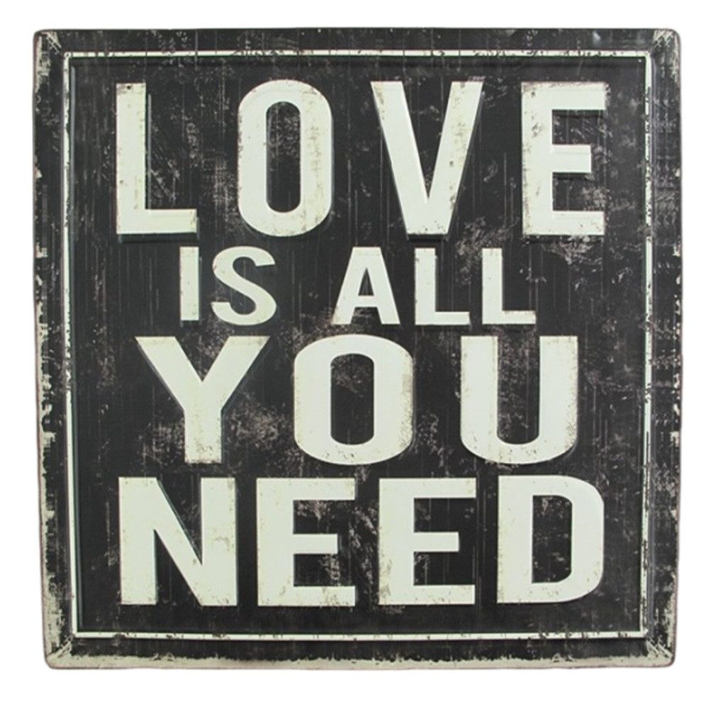 Metallschild Blechschild, Reklameschild Love Is All You Need