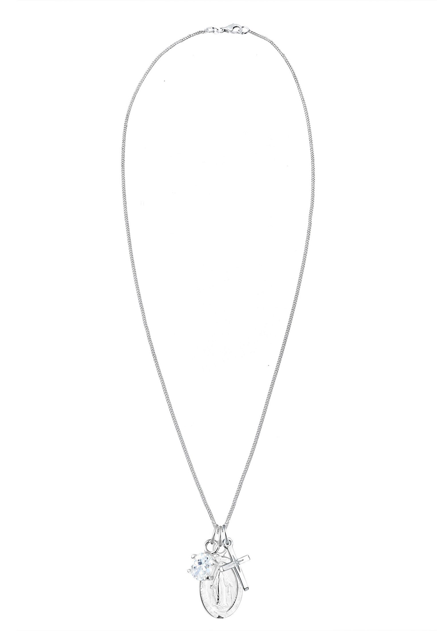 Elli Collierkettchen Kreuz Marienbild Solitär Zirkonia 925 Silber