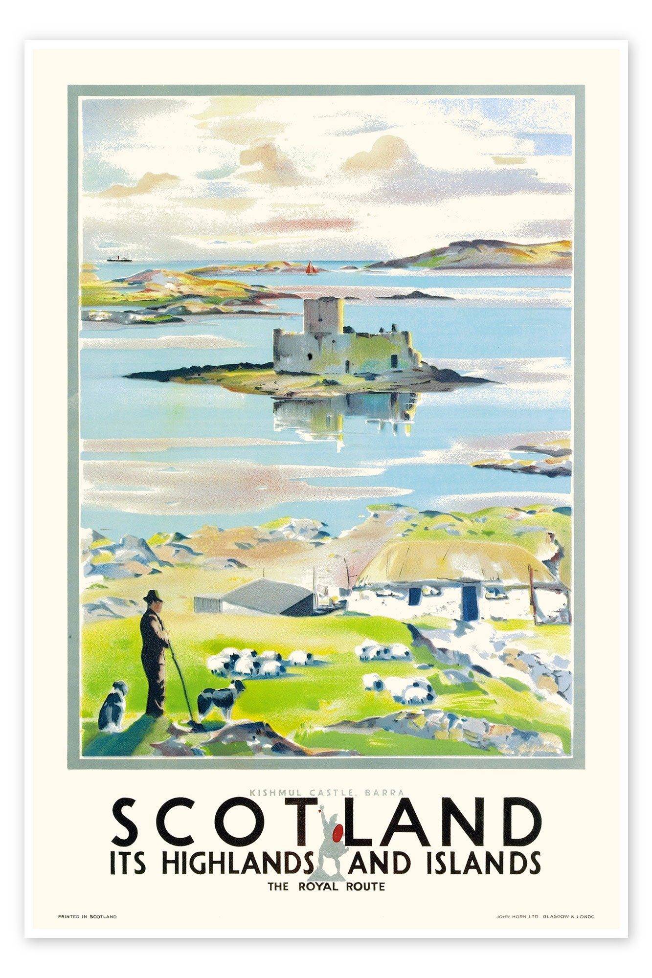 Posterlounge Poster Scottish School, Scotland, it's Highlands and Islands, Wohnzimmer Vintage Illustration