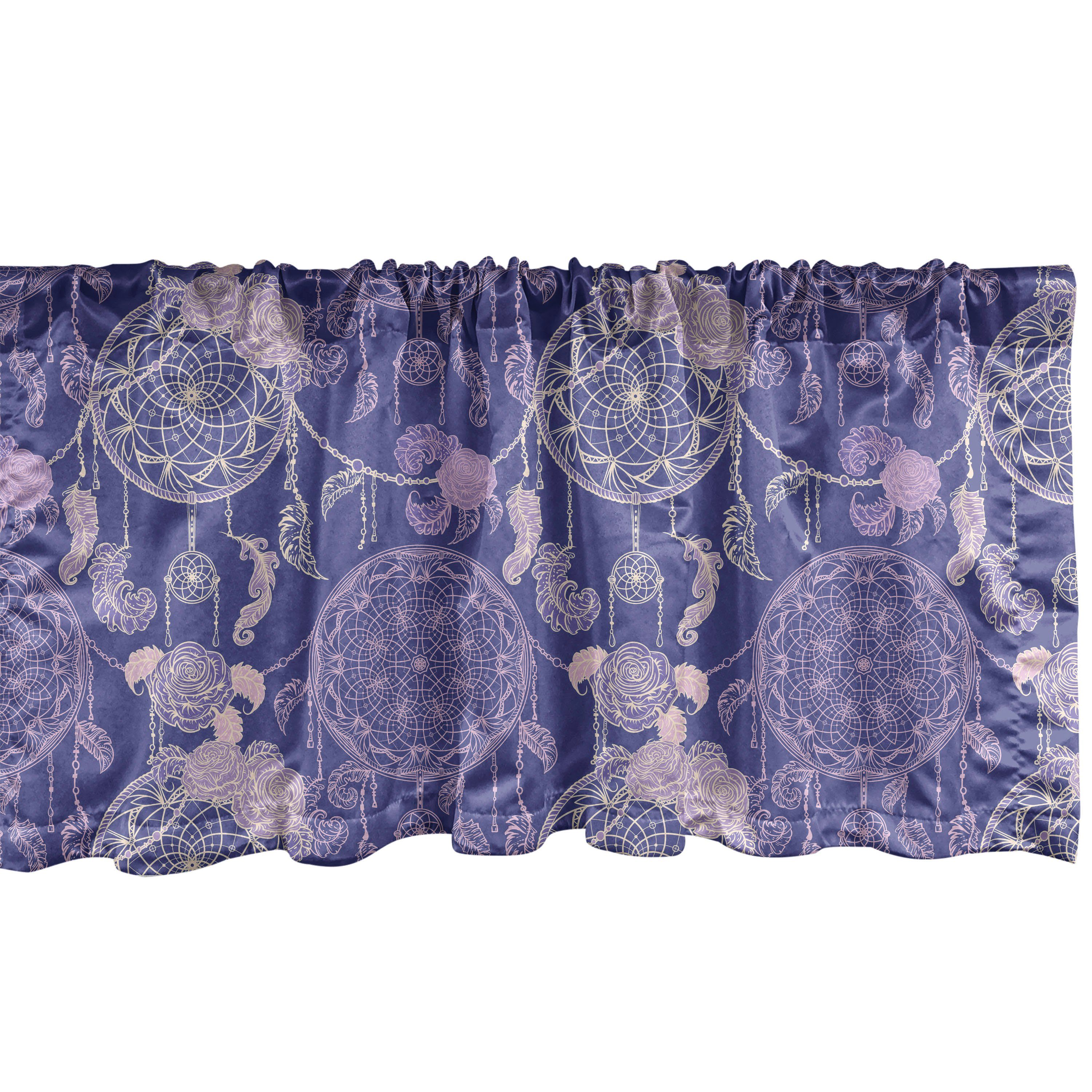 Scheibengardine Vorhang Volant für Küche Schlafzimmer Dekor mit Stangentasche, Abakuhaus, Microfaser, Boho floral Dreamcatchers