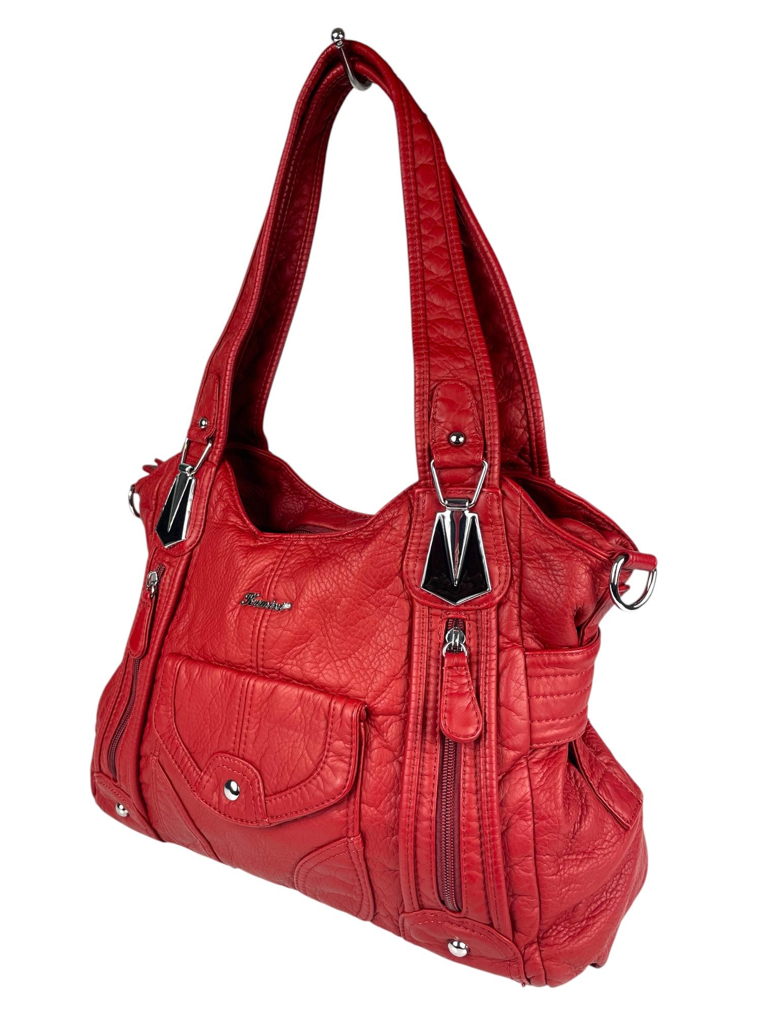 Taschen4life Schultertasche Damen Handtasche AK22106, sportlich modisches Design, abnehmbarer Trageriemen, lange Tragegriffe
