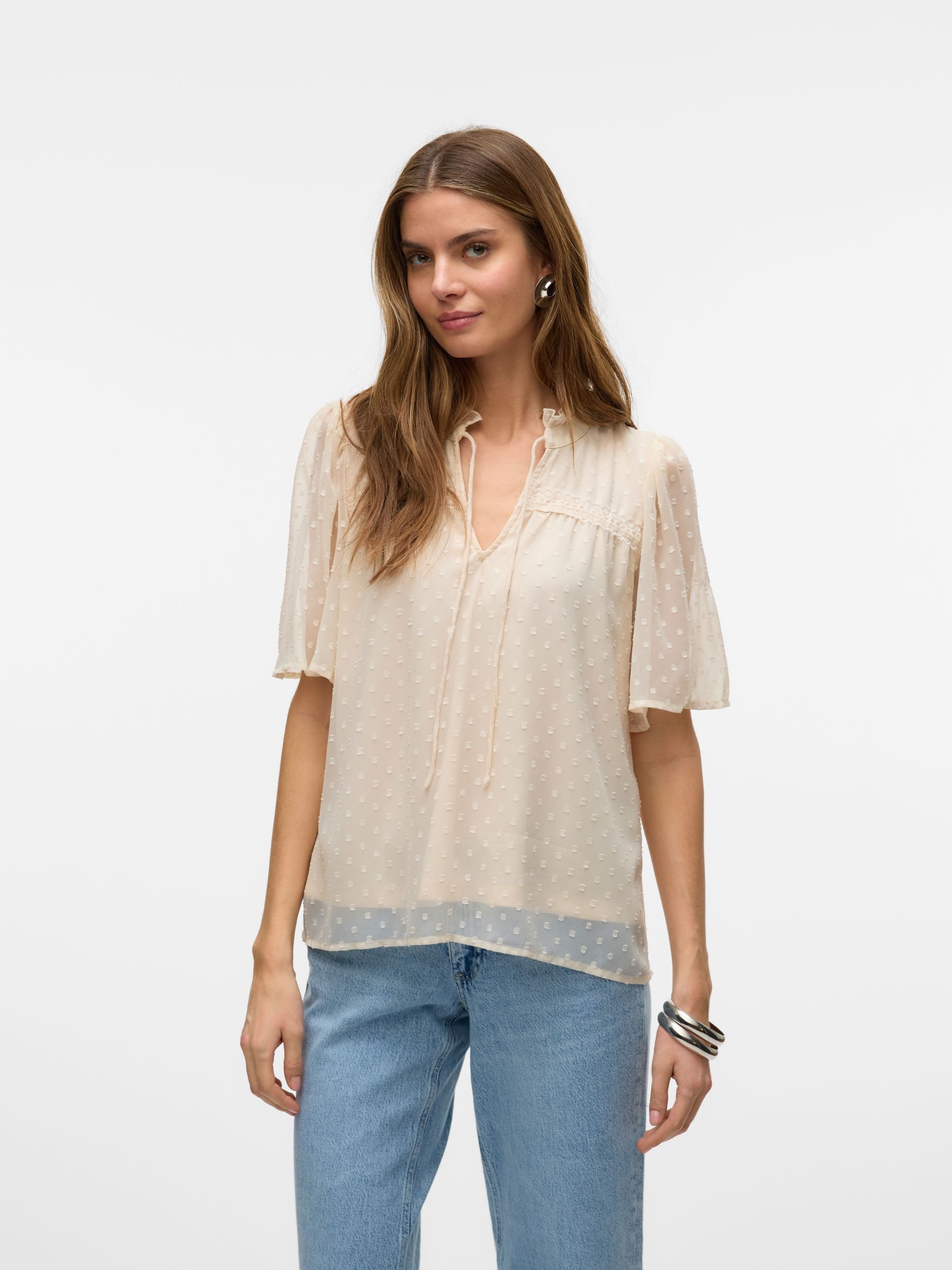 Vero Moda Blusenshirt Kurzarm- mit Spitze günstig online kaufen