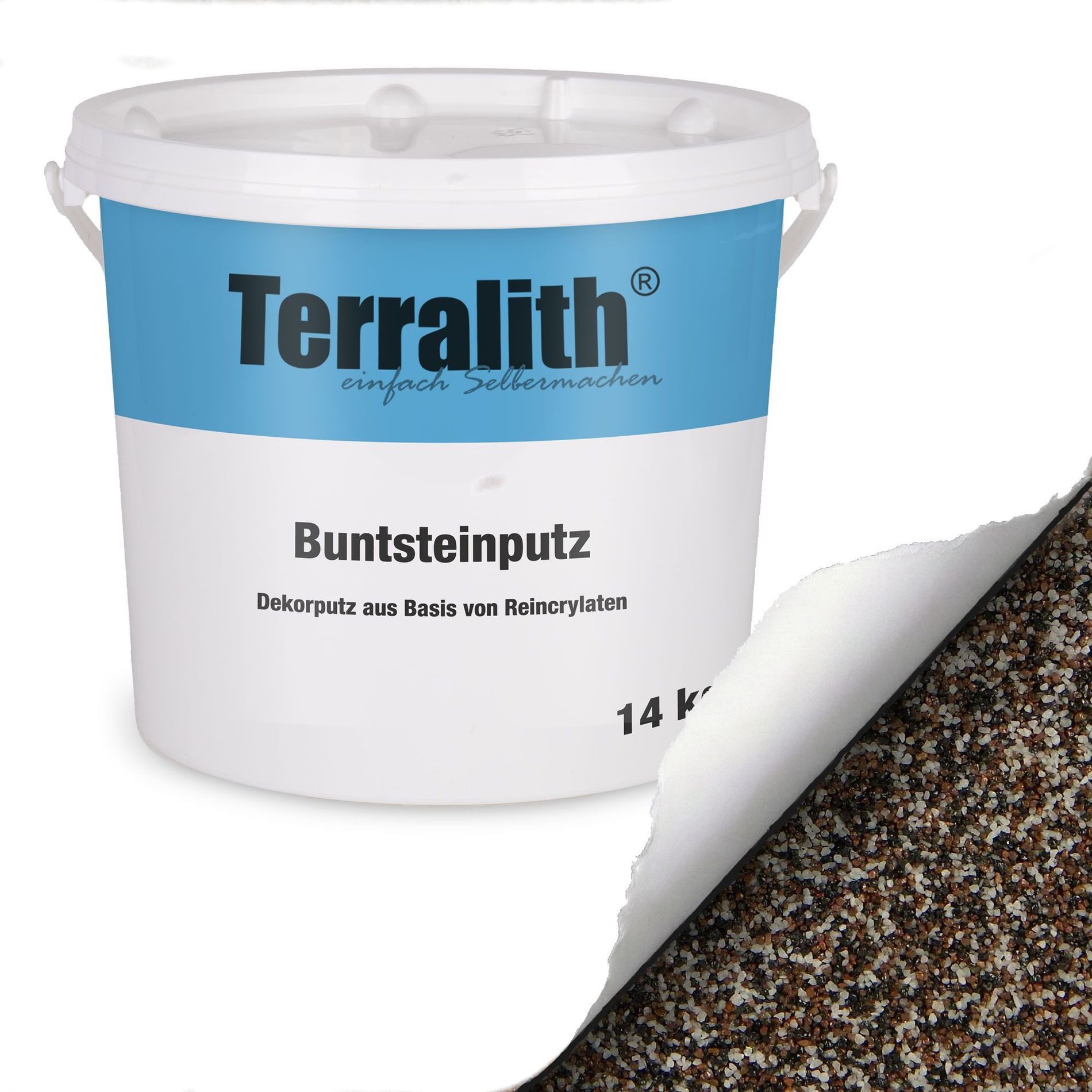 Terralith® Kunstharzputz Buntsteinputz Mosaikputz 2mm -14 kg- BSP74 (Eimer, Verarbeitungsfertig) Dekorationsputz aus Marmor-Granulat bzw. eingefärbter Körnung