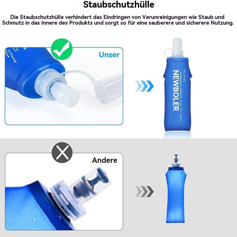 Blusmart Trinkflasche Faltbare Silikon-Wasserflasche, 250 ml/500 ml, Für den Außenbereich, zum Laufen, Camping, Wandern, Reisen