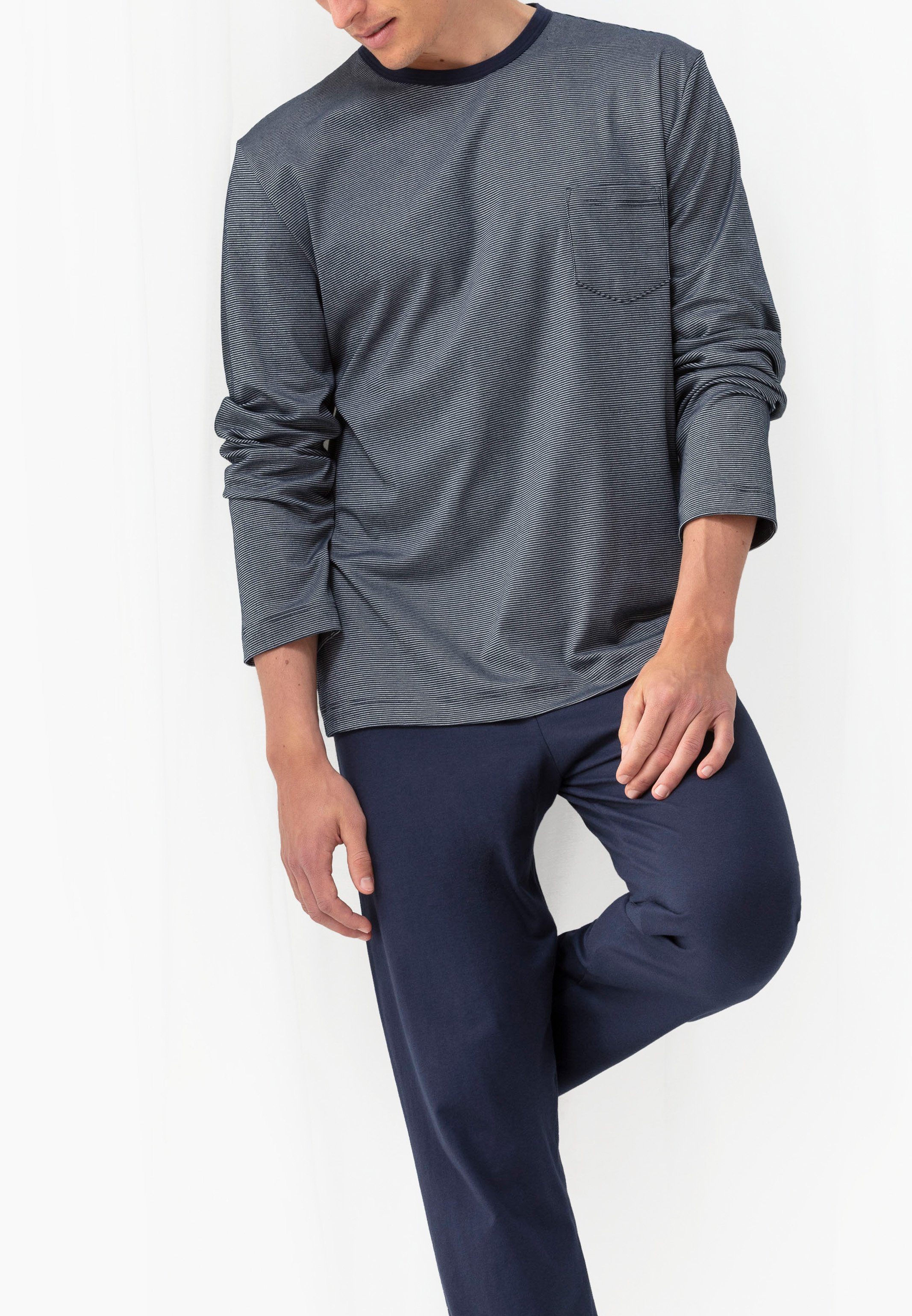Mey Pyjama Bennison - (Set, langer Schlafanzug Hose 2 und Baumwolle tlg) Langarm-Shirt aus Set 