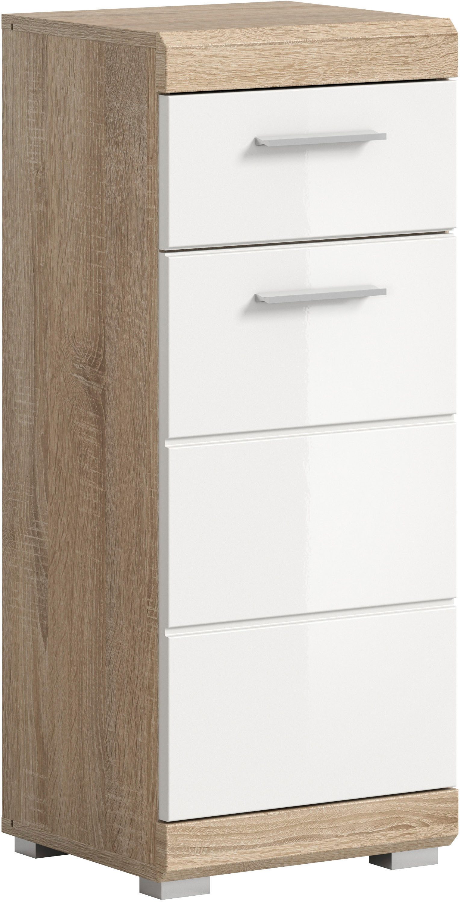 welltime Unterschrank SIENA, Breite 37cm, 1 Tür, 1 Schubkasten, 2 Fächer, MDF-Front (1-St., TOPSELLER) in verschiedenen Farben erhältlich, Badmöbel, Badschrank, Kommode, Bad