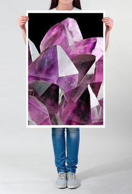Sinus Art Poster Naturfotografie  Violetter Amethyst Kristall 60x90cm Poster