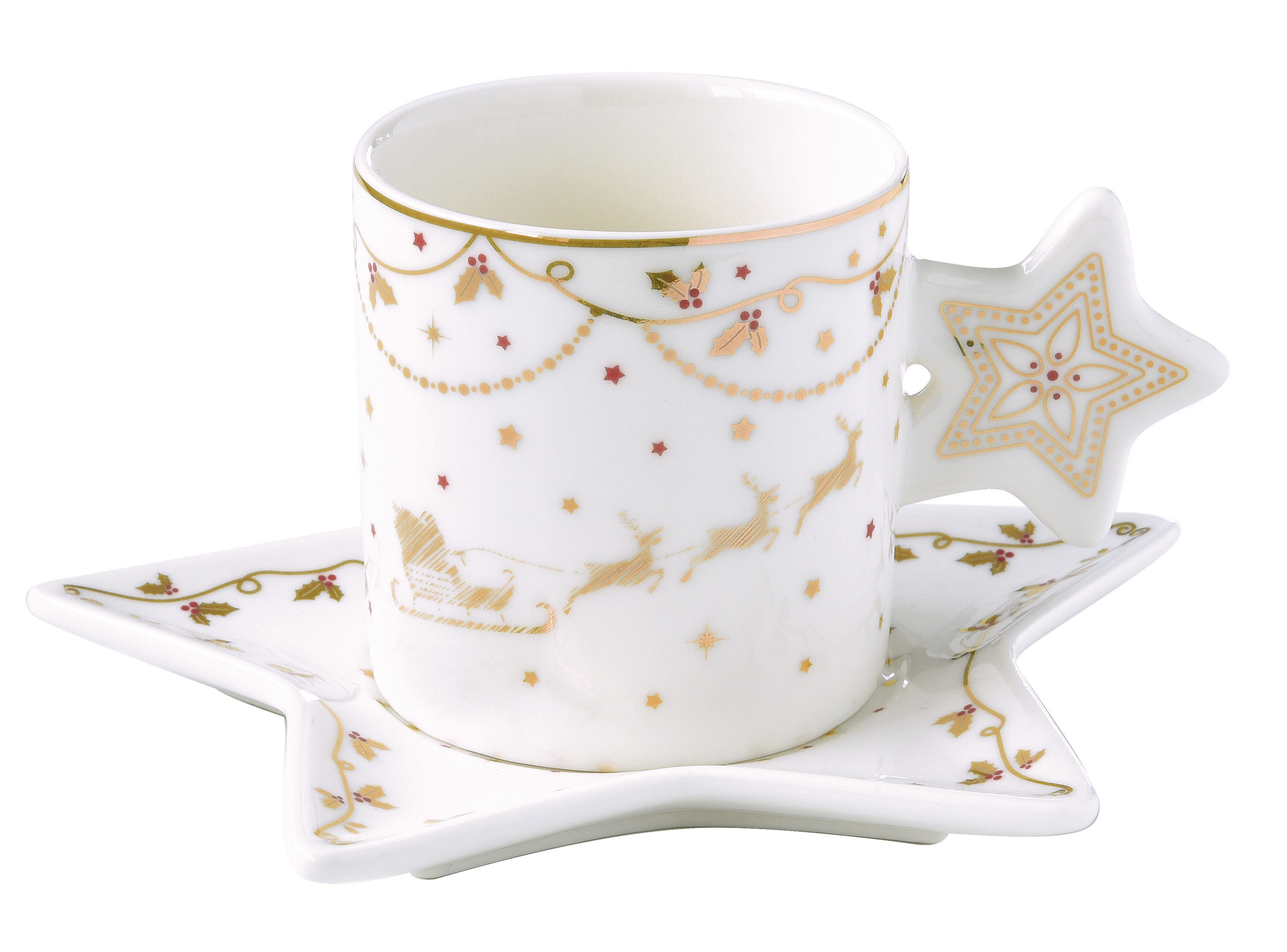 EasyLife Untertasse Christmas Lights, Handwäsche, Weiß, Motiv: Weihnachten