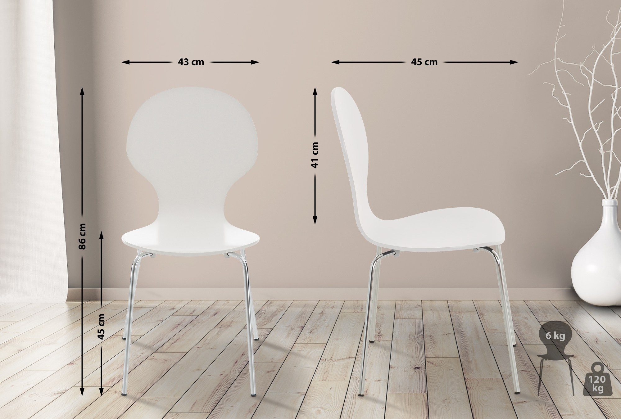 TPFLiving Besucherstuhl Ede (Stapelstuhl mit ergonomischer günstig online kaufen