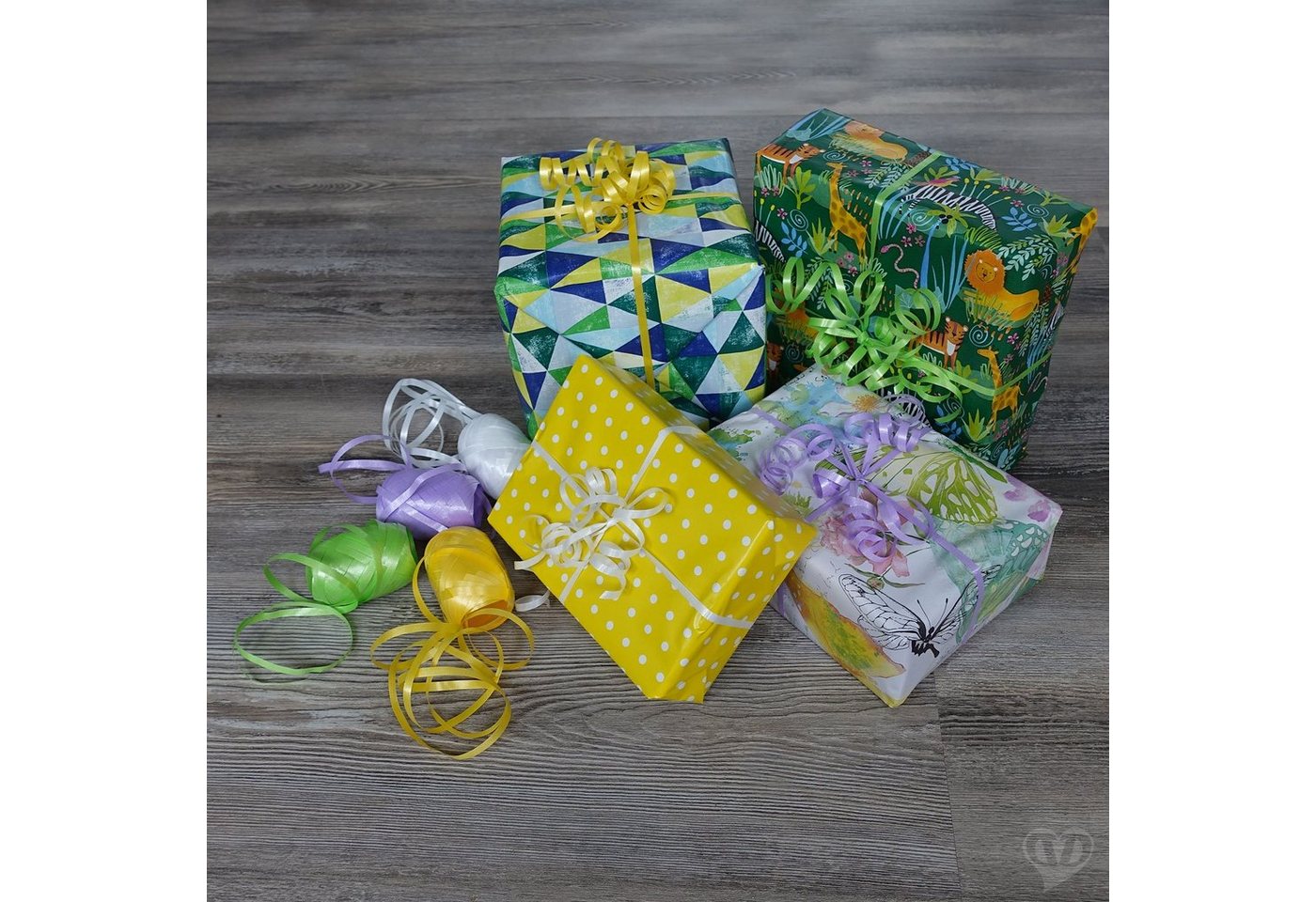 Thumbnail - maDDma Geschenkpapier 3 Rollen Geschenkpapier Verpackungspapier Geschenkverpackung, minze Wölckchen