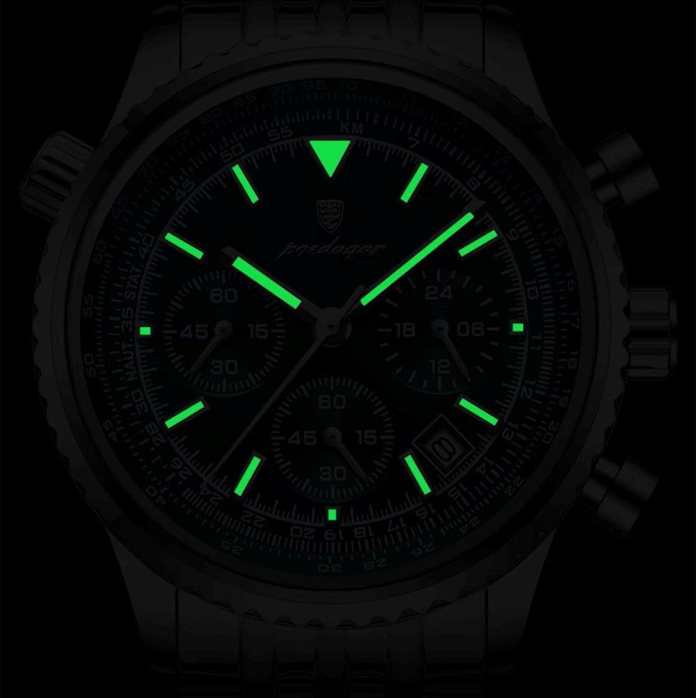 POEDAGAR Quarzuhr Poedagar Herren-Armbanduhr Chronograph Quarz Edelstahl 960