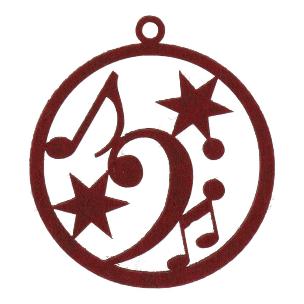mugesh Weihnachtsbaumkugel Weihnachtskugel Filz Bassschlüssel, für Musiker dunkelrot | Weihnachtskugeln